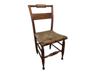 #122 • Decorative Wood Carved Chair with Rush Seat
