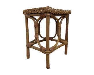 #6 • Wicker Rattan Small Rectangle Side Table/Stool
