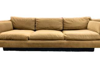 #94 • Vintage Velvet Platform Sofa in Biscotti/ Muesli Color
