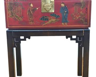 #38 • Drexel Chinoiserie Lacquer Box on Stand

