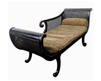 #56 • Regency Style Caned Fruitwood Black Recamier
