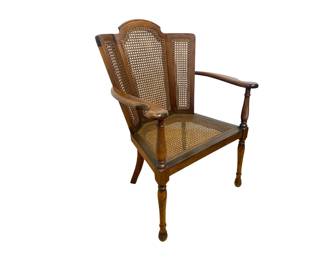 #111 • Vintage Victorian Style Wood Caned Back Arm Chair
