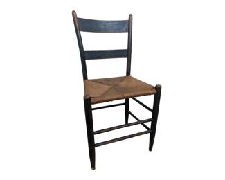 #121 • Ladder Back Dark Wood Chair with Rush Seat

