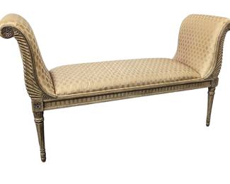 #61 • Jeffco Silk Upholstered Scroll Arm Window Bench/ Chaise
