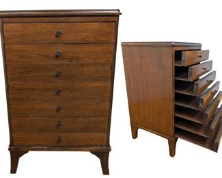 #98 • Antique Wood Seven Drawer Record/ File/ Sheet Music Cabinet
