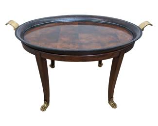 #37 • Regency Style Oval Tray on Stand with Brass Claw Feet
