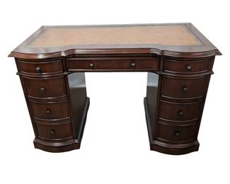#27 • Hooker Furniture Crafted Mahogany Executive Desk with Leather Top
