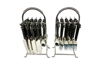 #18 • Unique Cutlery with Black Twisted Handle & 2 Cutlery Stands - Service for 12
