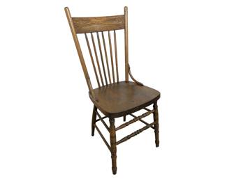 #120 • Oak Spindle Back Wood Chair
