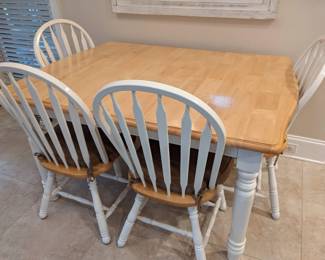 Solid Wood Farmhouse Kitchen Table w/ 4 Chairs Set