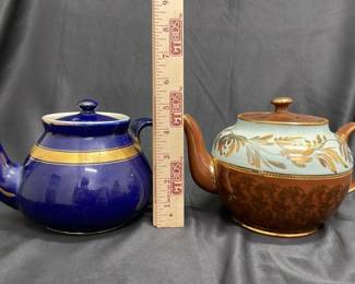 Two Gold Accented Teapots 