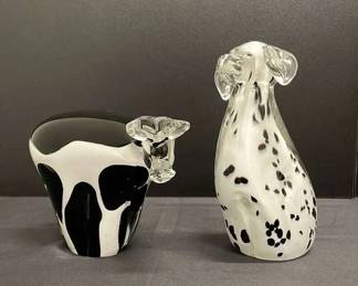 Elegant Cow Dog Statues made of Glass