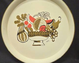 Handdecorated Large Metal Serving Tray