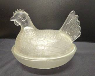 Vintage Indiana Glass Hen On Nest Candy Dish