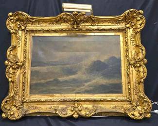 T. Mitchel Gorgeous Original Signed Painting In Elaborate Golden Frame 