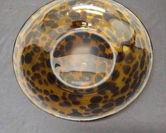 Large Amber Tortoise Shell Shallow Glass Bowl