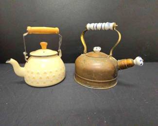 Set Of Two Tea Kettles Including One Copper