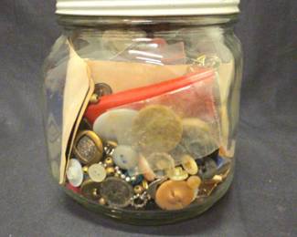 Mystery Jar Of old Buttons And Other Knick Knacks