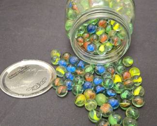 Quart Jar 3 4 Full Of Marbles