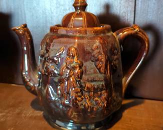 Glazed Pottery 8" And 8.5" Pitchers, 9" Coffee Pot, And Mugs, Qty 2