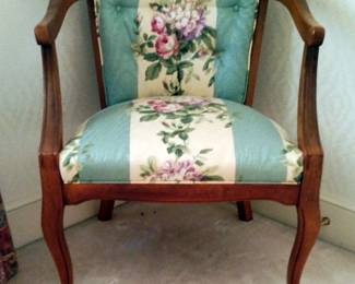 Arm Chair With Floral Chintz Upholstery, 29" x 25" x 24"