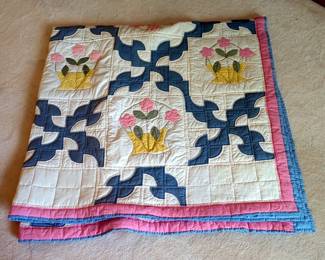 Handmade Floral Quilts, Approximately 74" x 76", Qty 2
