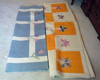 Twin Tulip Quilt And Full Sized Stars Quilt