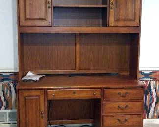 Hooker Furniture Two-Piece Powered Computer Desk With Hutch, 78" x 56" x 22"