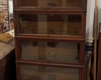 Antique Barrister 4-Section Bookcase, 64" x 34" x 14"