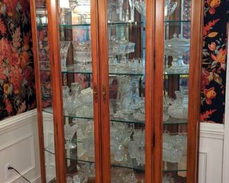 Lighted China / Curio Display Cabinet With 5 Glass Shelves, 80.5" x 52" x 16"