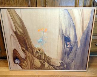 Louise Marie Forbes Painting Of Squirrels, Oil On Wood, 33" x 37"