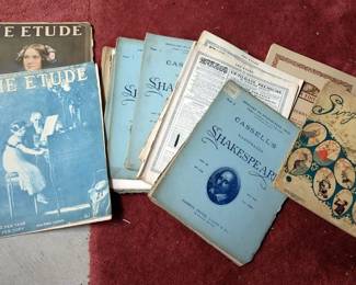 Piano Sheet Music Including Schirmers Library, Ill Keep On Loving You, Singing All the Way, Czerny The Art Of Finger Development, Cassell's Illustrated Shakespeare, Vol 1-6, My Dixie Rose, And More