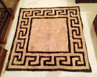 Handmade Fur Area Rug From Greece, 77" x 77"