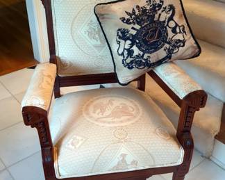 Antique Eastlake Upholstered Arm Chair On Castors, 41" x 27" x 26"
