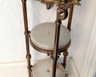 Tiered Brass And Marble Stand, 36" x 14"