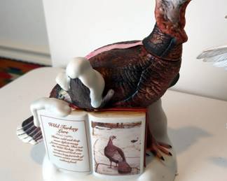 Austin Nichols Decanters Including Limited Edition Ski Country 1975 Porcelain Peace Dove, Porcelain Peregrine Falcon, And Limited Edition Series III 1980 No 2 Wild Turkey
