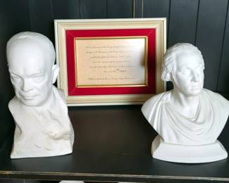 Spode Bone China George Washington 7" Bust And Dwight D Eisenhower 8" Numbered Busts, 1000 Of 1000