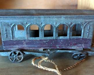 Antique Pressed Metal Painted Toy Trains, 6" To 14",Qty 4