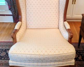 Thomasville Wing Back Upholstered Chair With Padded Arms, 40.5" x 24" x 33"