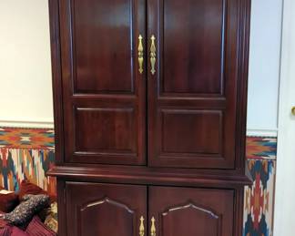 Storage Cabinet With Upper And Lower Doors, 75" x 43" x 24", Includes 35-Bottle Wine Rack