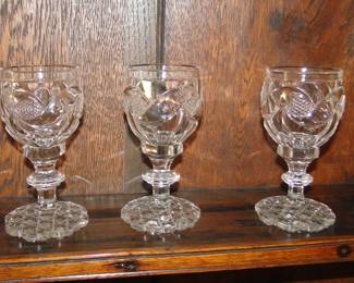 Crystal glasses $5 each there are a lot of different patterns