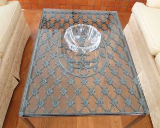 Iron and Glass grate Coffee Table $500 Orrefors bowl $30