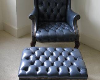 Chesterfield Blue Chair and Ottoman $500 for both