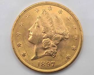 #691 • 1897 $20 Liberty Head Double Eagle Gold Coin, 1oz
