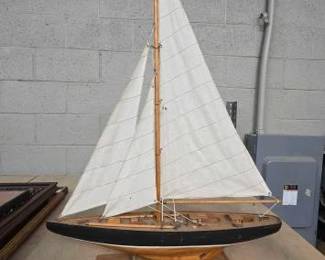 #2604 • Wooden Sail Boat Decor Piece
