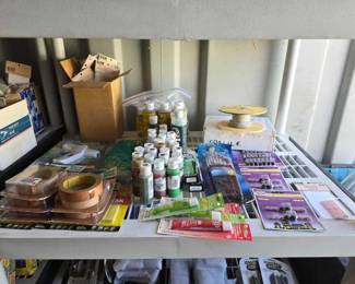 #8616 • Crafting Supplies - Paints, Rubber Cement, Brushes, Charcoal
