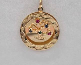 #776 • 14K Gold Pendant with Semi-Precious Stones, 4.67g
