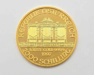 #609 • (1997) 2000 Schilling Vienna Philharmonic .999 Fine Gold Coin
