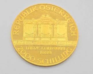 #600 • (1989) 2000 Schilling Vienna Philharmonic .999 Fine Gold Coin
