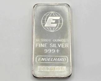 #706 • 10 Troy Ounces .999 Fine Silver Engelhard Bar
